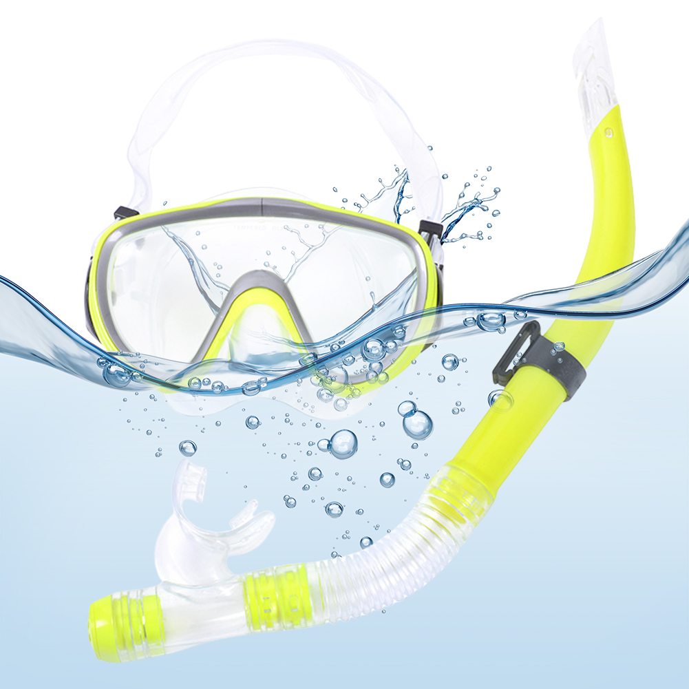 Freediving Mask Set - ダイビングマスク＆シュノーケルセット 調節可能なスキューバダイビングマスク 漏れなし ドライシュノーケルセット 曇り止め機能付き スキューバダイビング用