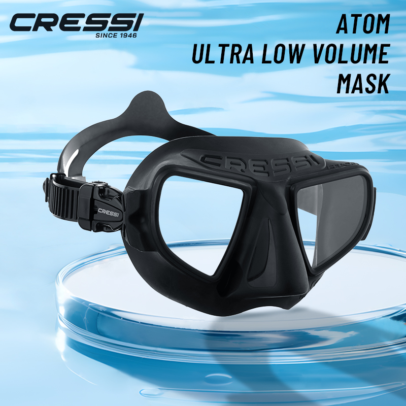 Freediving Mask Set - Cressi フレームレス フリーダイビング マスク、内部容量を削減し、人間工学に基づいた鼻の形状を備えています - Atom