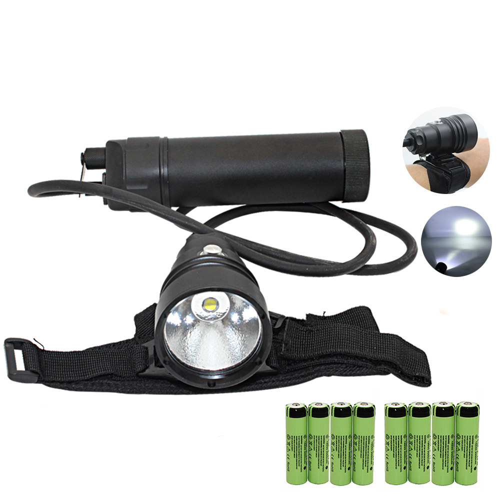 Underwater Flashlight - Xhp70水中ledダイビング懐中電灯,防水,スプリットリスト,懐中電灯,4x18650バッテリー