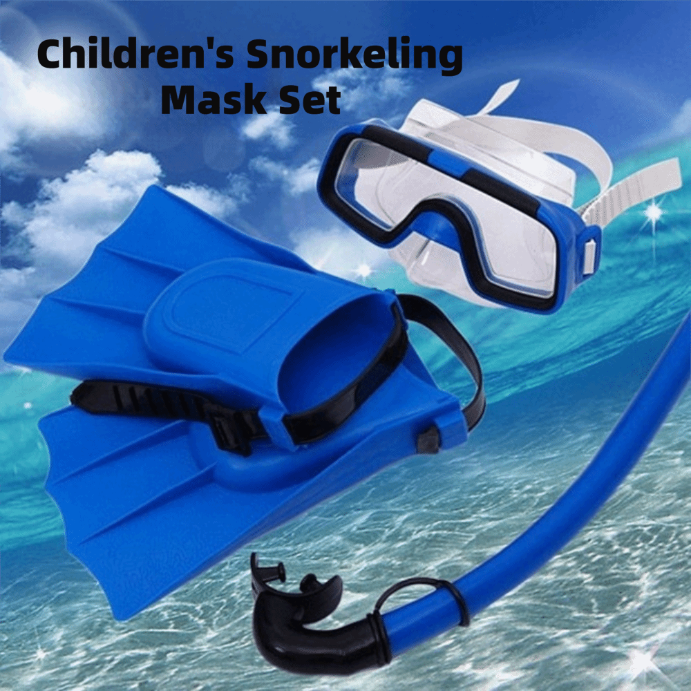 Freediving Mask Set - 新しい曇り止め子供用ダイビングマスクセット、調節可能で使いやすいスイミングゴーグルマスク、PVCシュノーケルフィンキット、子供、男の子、女の子向け