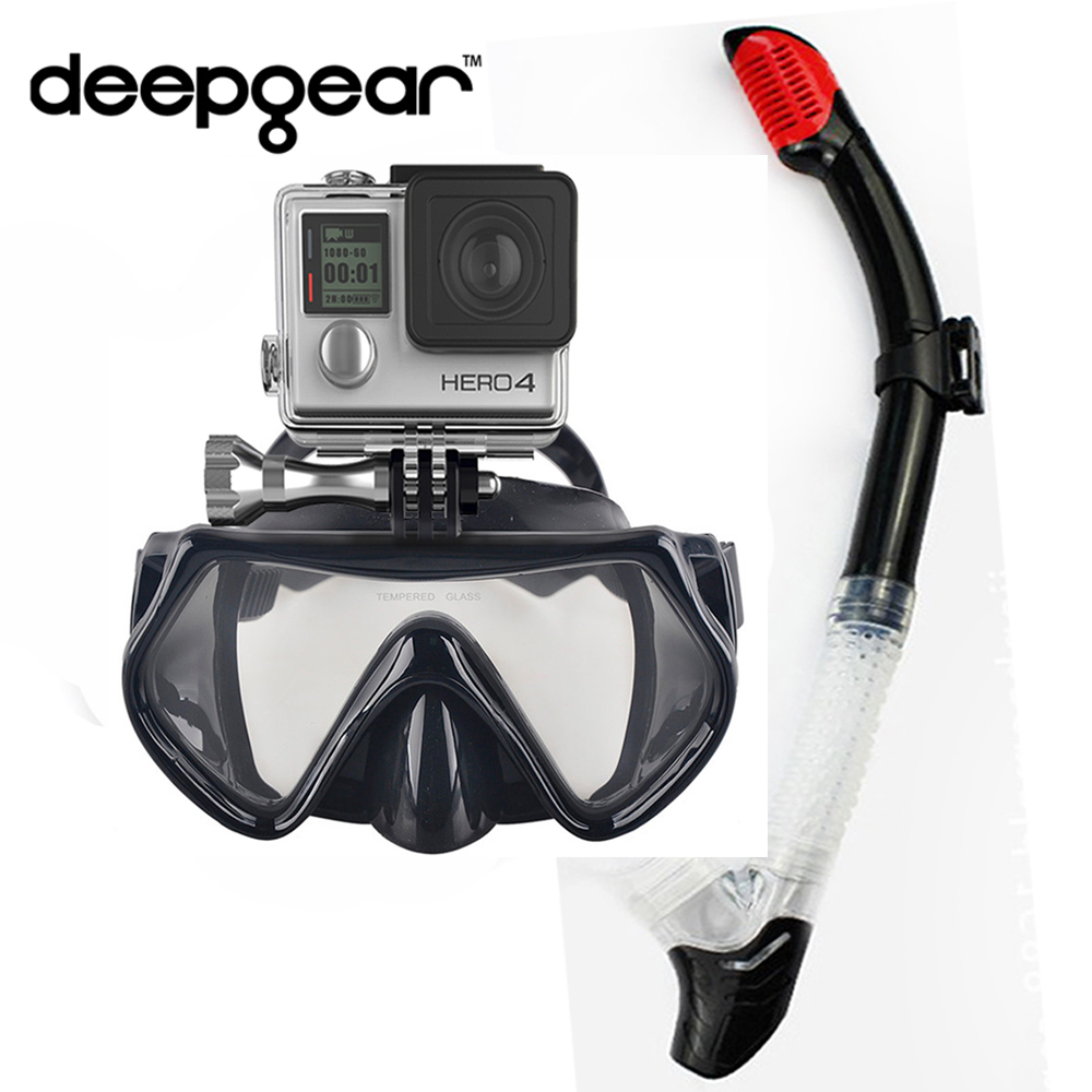 Deepgear camaeraシュノーケルセット強化スキュ - Freediving Mask Set のレビューと価格