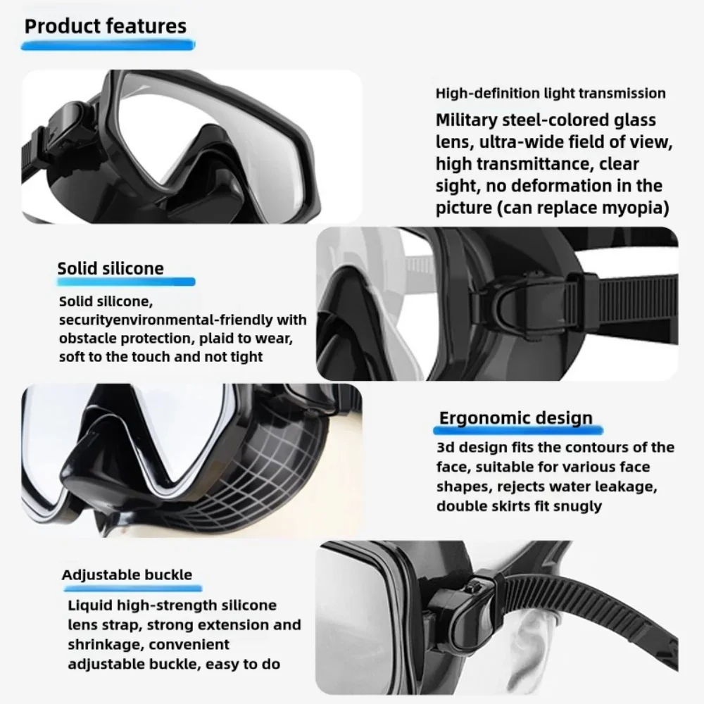 スキューバダイビングマスクシュノーケルセット大人用強化ガラス - Freediving Mask Set のレビューと価格