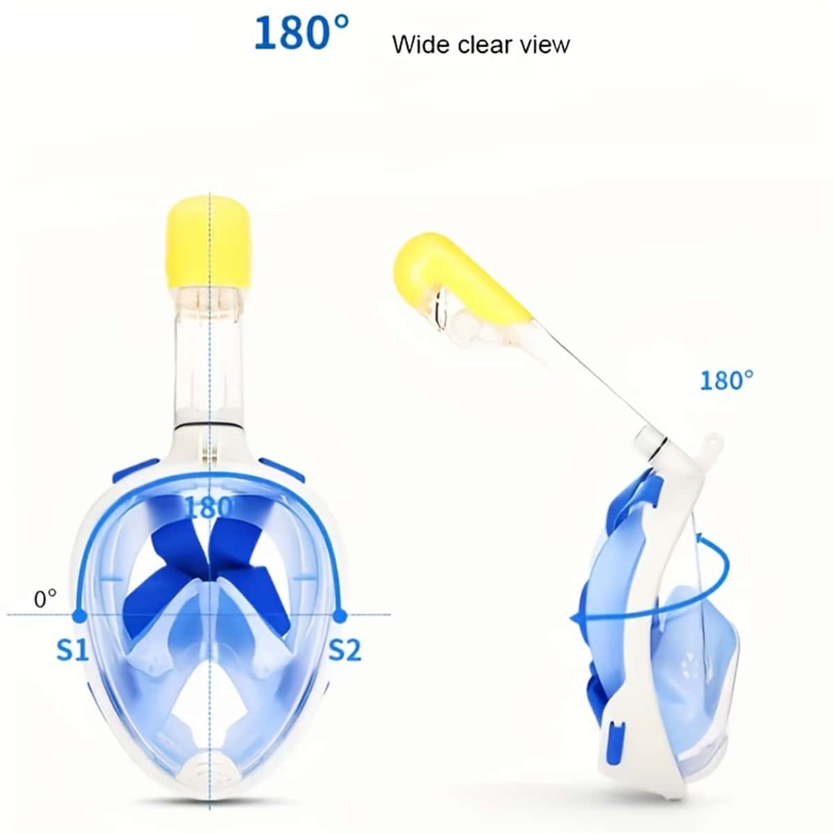 1 個の青い特大ダイビングマスク、水泳ゴーグル、大人用シュノ - Freediving Mask Set のレビューと価格