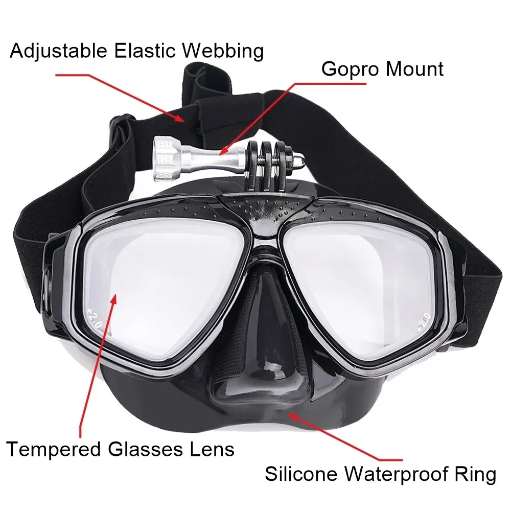 スキューバ近視ダイビングマスクセット カメラマウント付き 強 - Freediving Mask Set のレビューと価格