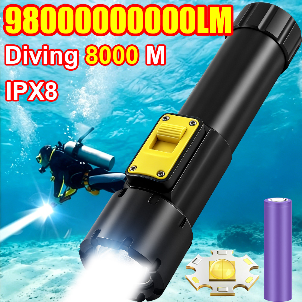 新しい 98000000000LM 強力な XHP360 ダ - Underwater Flashlight のレビューと価格