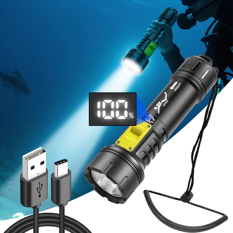 新しい XHP70 ダイビング懐中電灯 IPX8 防水デジタ - Underwater Flashlight のレビューと価格